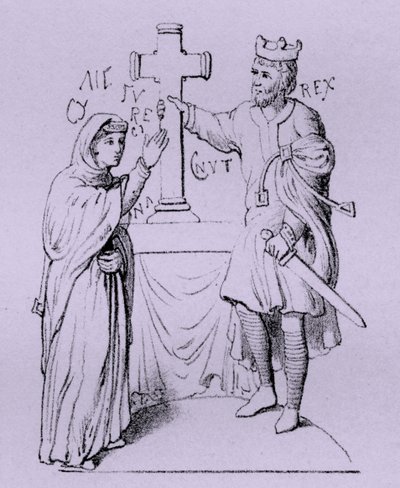 Kanut Wielki i jego królowa Emma z Normandii (rycina) autorstwa Artist Unknown