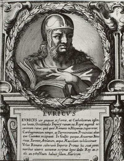 EURYK (420-484). Król Wizygotów (466-484). Rycina. autorstwa Artist Unknown