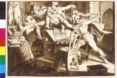 Cesarz Ferdynand II pozostał przeciwko długom czeskich protestantów. autorstwa Artist Unknown