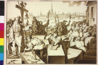 Cesarz Leopold I wypędzający Żydów i pozwalający budować w Leopoldstadt domy boże autorstwa Artist Unknown