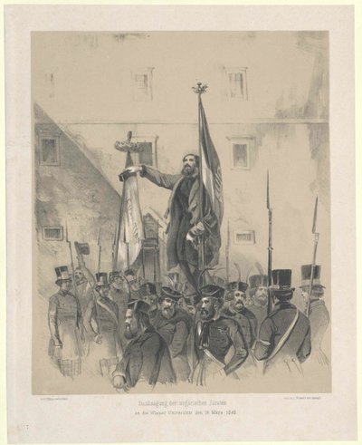 Podziękowania węgierskich ławników na wiedeńskim uniwersytecie 16 marca 1848 r. autorstwa Artist Unknown
