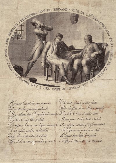 FERDYNAND VII z Hiszpanii (1784-1833). Król Hiszpanii (1808-1833). Niewola Fernanda VII we Francji. Akwaforta. HISZPANIA. ANDALUZJA. CADIZ. San Fernando. Miejskie Muzeum Historyczne autorstwa Artist Unknown