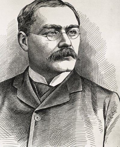 KIPLING, Rudyard (1865-1936). Brytyjski pisarz urodzony w Indiach. Nagroda Nobla w dziedzinie literatury w 1907 roku. Portret Kiplinga. Rycina. autorstwa Artist Unknown