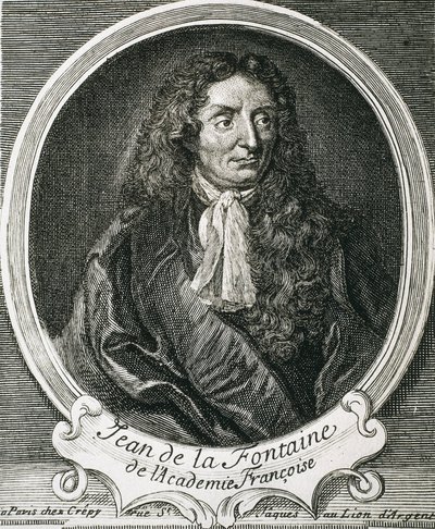 LA FONTAINE, Jean de (1621-1695). Angielski pisarz. Akwaforta autorstwa Artist Unknown