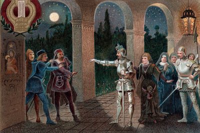 Leonora uprowadzona z klasztoru przez Manrico, akt II scena 5 z opery "Il Trovatore" Giuseppe Verdiego autorstwa Artist Unknown