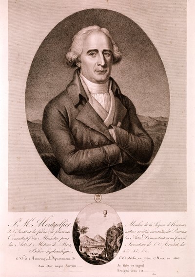 MONTGOLFIER Joseph Michel, pionier lotnictwa (akwaforta) autorstwa Artist Unknown