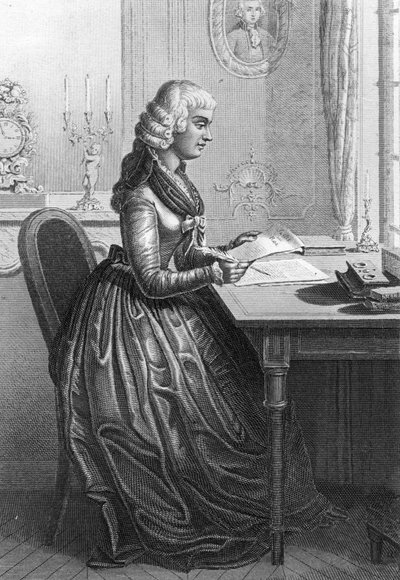 Madame Roland pisząca list do Ludwika XVI (rycina) autorstwa Artist Unknown