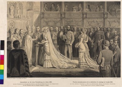 Ceremonia zaślubin księcia Rudolfa z księżniczką Stephanie z Belgii autorstwa Artist Unknown