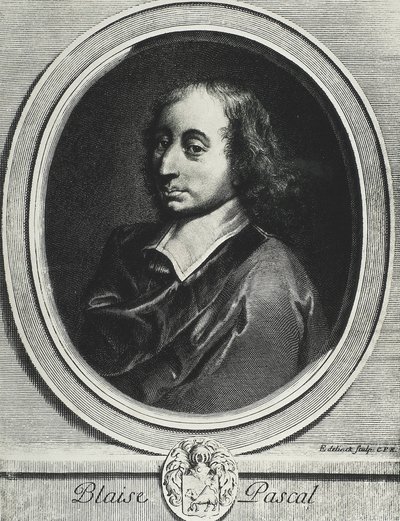 PASCAL, Blaise (1623-1662). Francuski matematyk, fizyk i filozof. Rycina autorstwa Artist Unknown