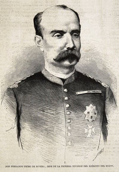 PRIMO DE RIVERA, Fernando (1831-1921). Hiszpański wojskowy i polityk. Fernando Primo de Rivera, który walczył w trzeciej wojnie karlistów. Rycina. autorstwa Artist Unknown