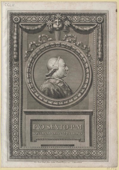 Papież Pius VI (druk) autorstwa Artist Unknown