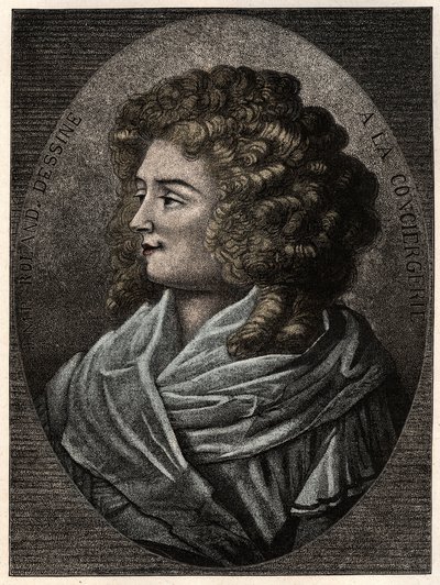 Portret Manon (Jeanne Marie) Roland Philipon dite Madame Roland (1754-1793) a la Concierge, członkini frakcji girondystów podczas rewolucji francuskiej. autorstwa Artist Unknown