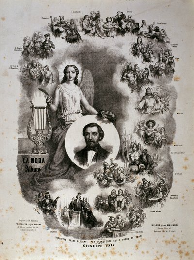 Plakat ze scenami z jego oper (plakat) autorstwa Artist Unknown