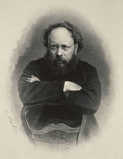 Proudhon, Pierre-Joseph (1809-1865). Francuski teoretyk socjalizmu i ekonomista. Litografia autorstwa Artist Unknown