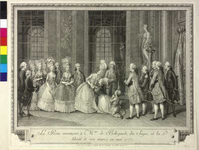 Królowa Maria Antonina ogłasza Madame de Bellegarde 1777 uwolnienie jej małżonka autorstwa Artist Unknown
