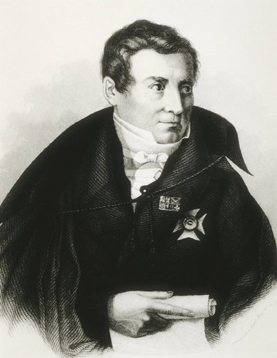 SCHLEGEL, August Wilhelm von (1767-1845). Niemiecki teoretyk romantyzmu. Litografia. autorstwa Artist Unknown