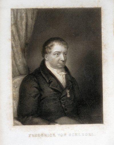 SCHLEGEL, Friedrich von (1772-1829). Niemiecki poeta, krytyk i uczony. Krytyczny przywódca niemieckiego romantyzmu. Rycina. autorstwa Artist Unknown