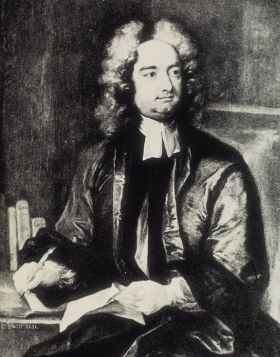 SWIFT, Jonathan (1667-1745). Irlandzki duchowny i pisarz satyryczny. Portret jako dziekan katedry św. Patryka w Dublinie według obrazu Charlesa Jervasa (1675-1739). Rycina. Kolekcja prywatna autorstwa Artist Unknown