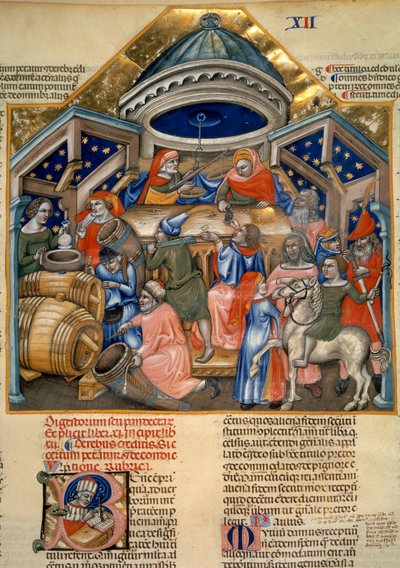 Sceny z życia zakupowego w Bolonii. Miniatura autorstwa Artist Unknown