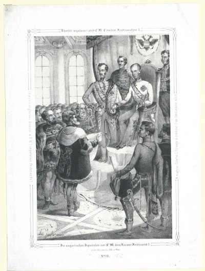 Posłowie węgierscy przed sir M. cesarzem Ferdynandem I w tygodniu w marcu 1848 r. autorstwa Artist Unknown