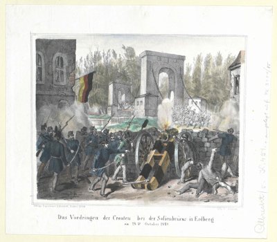 Przeniknięcie Chorwatów na Sofienbruecke w Erdberg 28 października 1848 r. autorstwa Artist Unknown