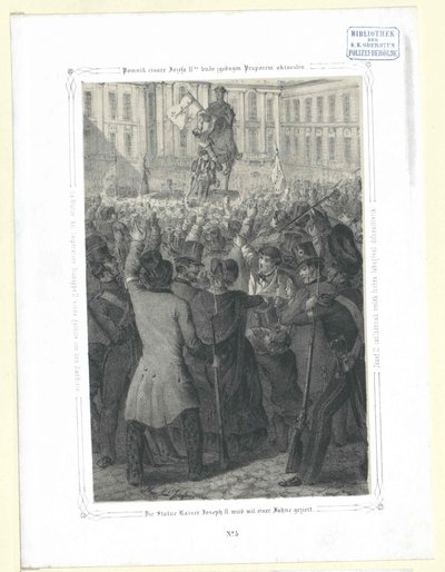 Posąg cesarza Józefa II z cenną flagą autorstwa Artist Unknown