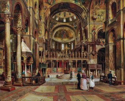 Wewnątrz Bazyliki św. Marka w Wenecji. 1886 autorstwa Arturo Ferrari