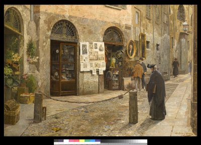 Via San Bernardino alle Ossa w Mediolanie, Włochy, 1912 r. autorstwa Arturo Ferrari