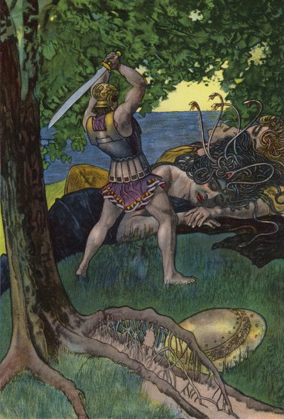 Perseusz odcinający głowę Meduzy (kolor lito) autorstwa Artus Scheiner