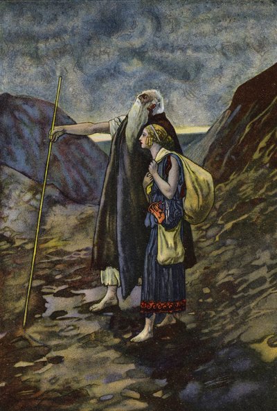 Ślepy Edyp prowadzony przez jego córkę Antygonę autorstwa Artus Scheiner