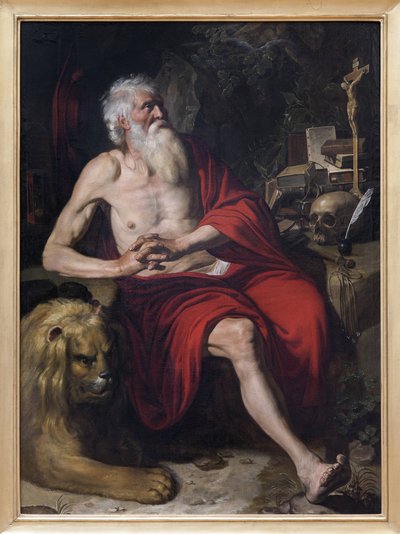 Św. Hieronim w medytacji, Obraz przypisywany Artusowi Wolffortowi (1581-1641). Fotografia, KIM Youngtae, Lyon, Musee des Beaux Arts de Lyon. autorstwa Artus Wolfaerts or Wolffort