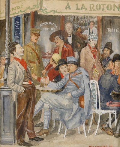 Café La Rotonde Moise Kisling w czasie wakacji, 1915. autorstwa Arvid Fougstedt