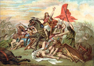 Bitwa pod Tolbiac (nawrócenie Clovisa) autorstwa Ary (after) Scheffer