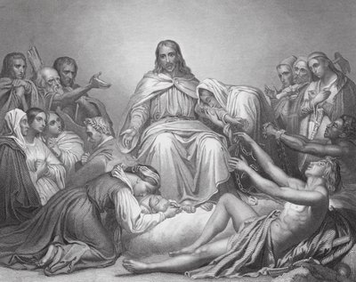 Chrystus Pocieszyciel, Łukasz, rozdział IV, wersety 16, 21 (rycina) autorstwa Ary (after) Scheffer
