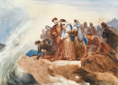Ilustracja do ballady Der Taucher The Diver Friedricha Schillera. autorstwa Ary Scheffer