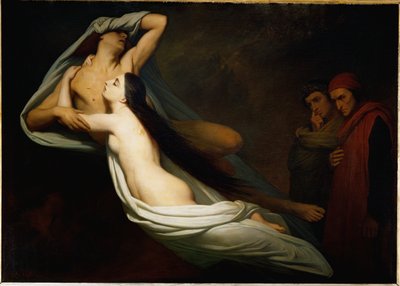 Dantemu i Wergiliuszowi ukazują się cienie Franceski da Rimini i Paolo Malatesty ... autorstwa Ary Scheffer