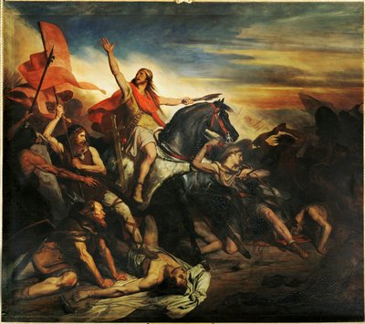Bitwa pod Tolbiac między Alamanami a Frankami Siegberta ... (obraz na płótnie) autorstwa Ary Scheffer
