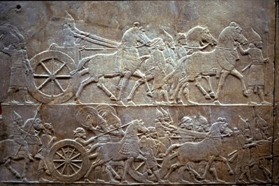 Asurbanipal w bitwie pod Til-Tuba, 650-620 pne autorstwa Assyrian
