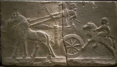 Rydwan i kawalerzysta, VIII wiek. pne autorstwa Assyrian