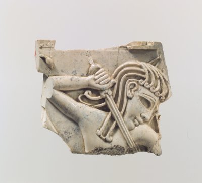 Tablica meblowa Cloisonné z postacią trzymającą miecz, ok. IX–VIII w. p.n.e. (kość słoniowa) autorstwa Assyrian