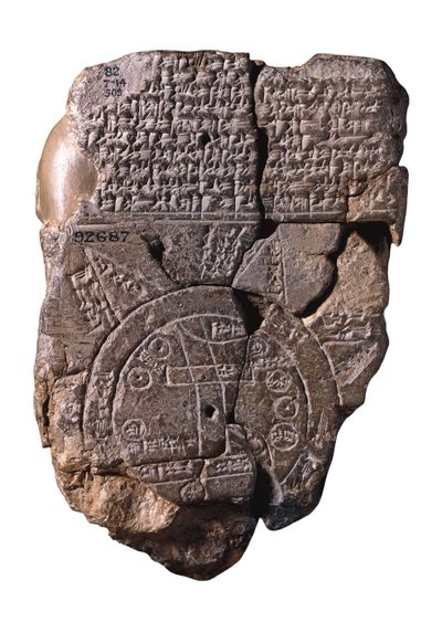 Babilońska mapa świata, ok. 1930 r. 510-c. 500 pne autorstwa Assyrian
