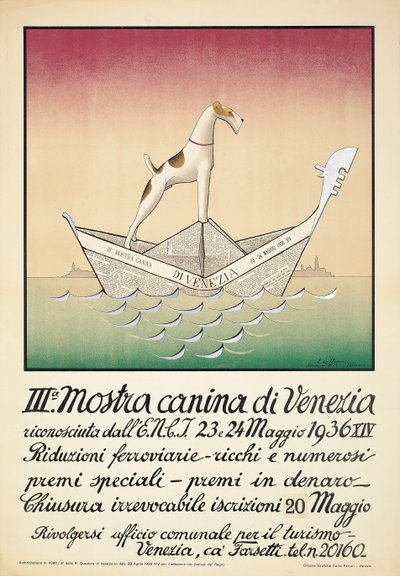 Plakat reklamujący wystawę psów w Wenecji autorstwa Astolfo De Maria