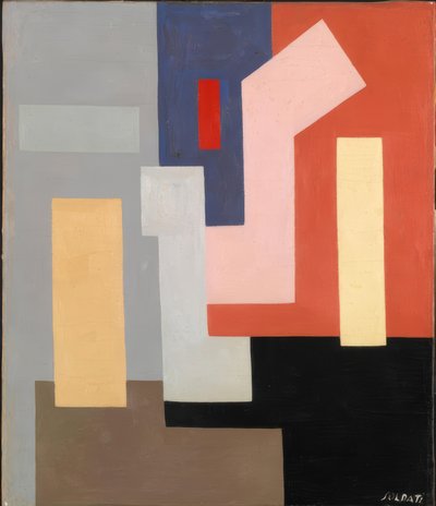 Abstrakcyjna, geometryczna, neoplastyczna praca artystyczna autorstwa Atanasio Soldati