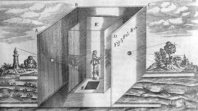 Ciemny pokój po Athanasius Kircher, Lucis i Umbra Rome 1600 autorstwa Athanasius Kircher