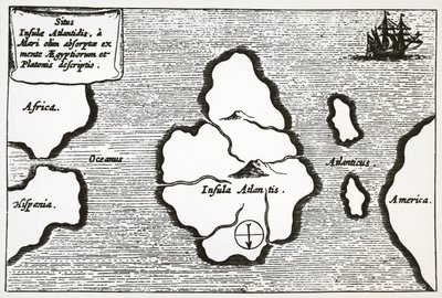 Mapa Atlantydy z „Mundus Subterraneus” autorstwa Athanasius Kircher