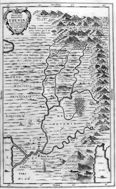 Mapa Ogrodu Eden, 1675 autorstwa Athanasius Kircher