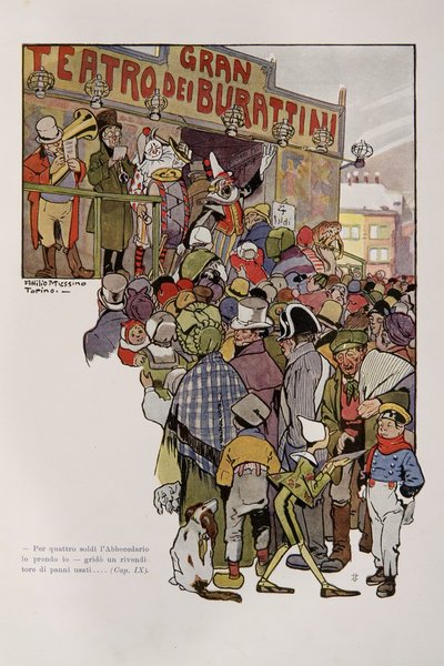 Ilustracja z filmu Pinokio autorstwa Attilio Mussino