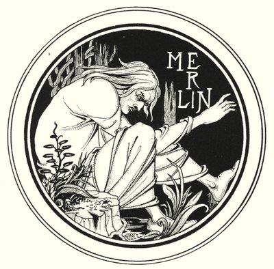 Merlin (grawerunek) autorstwa Aubrey (after) Beardsley