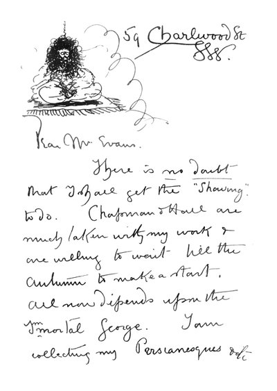 1. strona autografu listu do Fredericka Evansa, ok. 1893 r. autorstwa Aubrey Beardsley