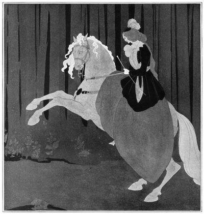 Kobieta siedząca na koniu hodowlanym, 1898 r. autorstwa Aubrey Beardsley